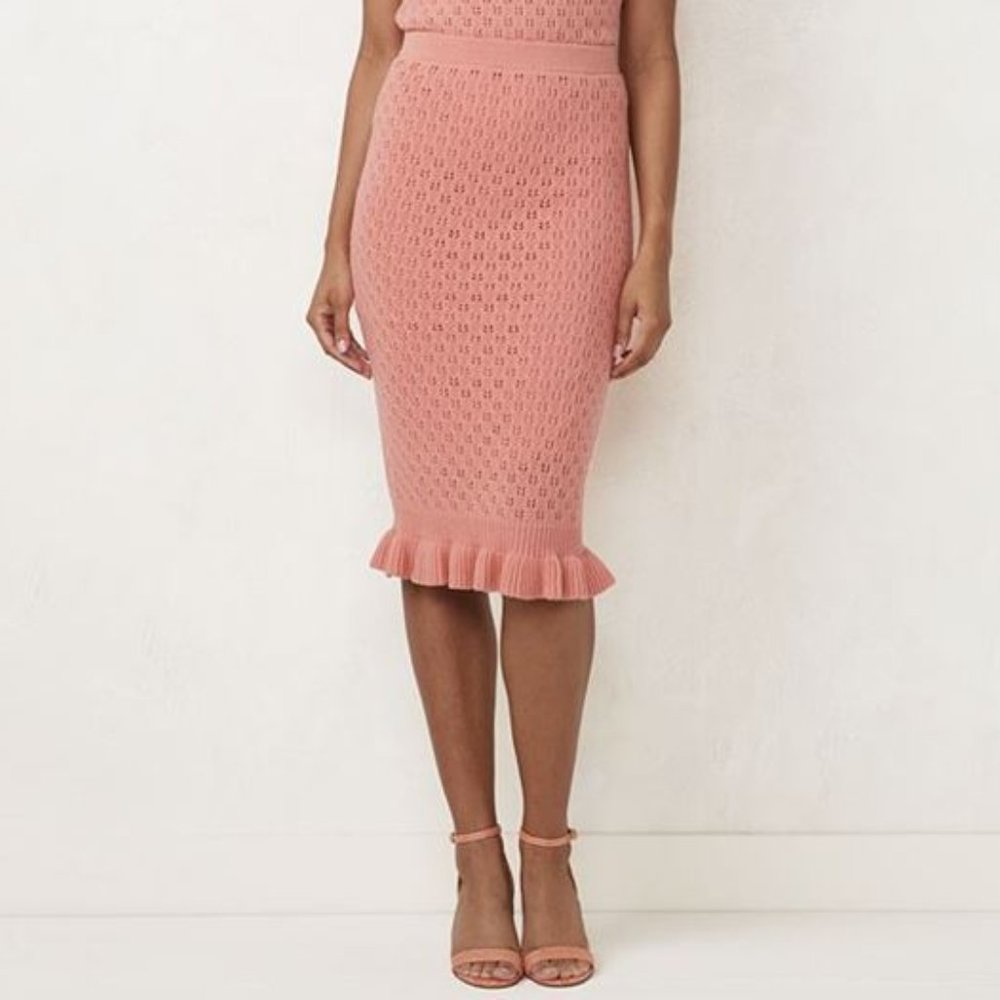 NEW LC Lauren Conrad Pointelle - Knit Skirt with Ruffles, Size XS